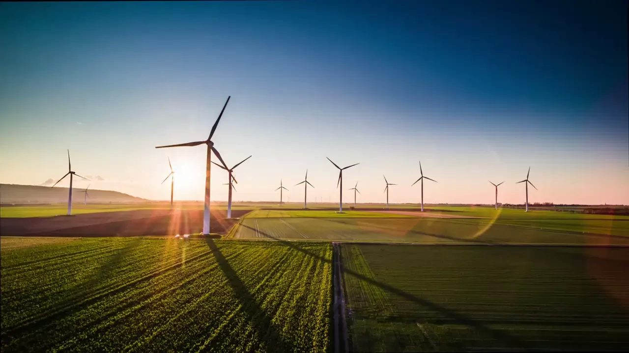 Windpark Windraeder Sonntenuntergang